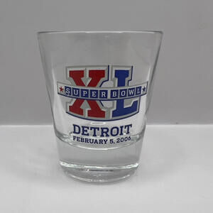 Super Bowl XL 40 Shot Glass Clear w/ Logo Detroit, Michigan 2006